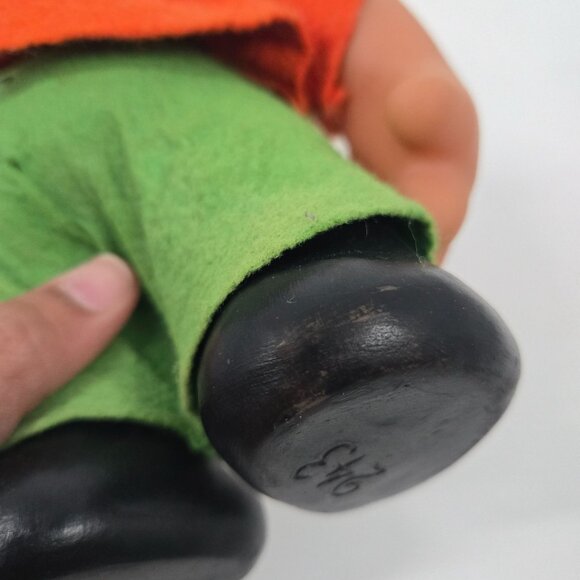 Vintage 1989 Dam Large Boy Troll with Felt Clothes & Hat White Hair Denmark 10" - Picture 11 of 12